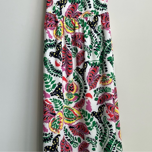 CK BRADLEY Mock Neck Halter Maxi Dress Puma Cat Floral Print tropical vibrant - Picture 5 of 16